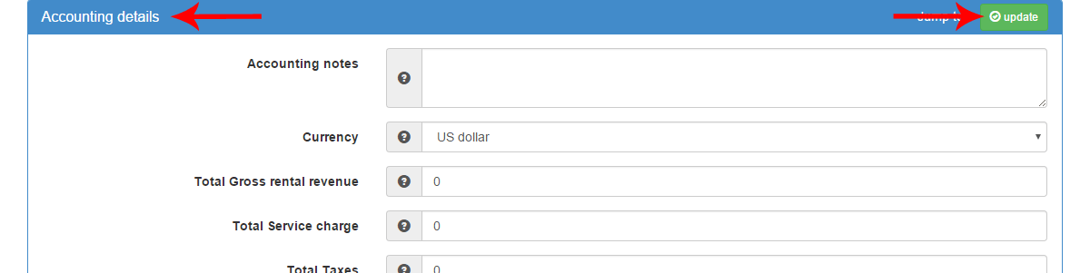 Edit missing accounting details