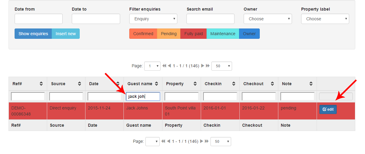 Edit missing data in a listing