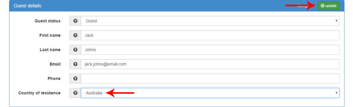 Update missing information